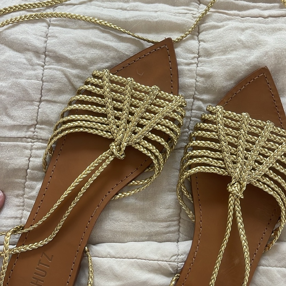 Schutz Adele Metallic Leather Sandals - image 3